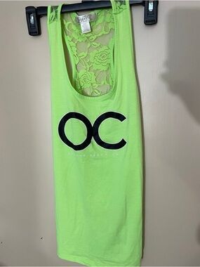 Neon Green Lace Tank Top